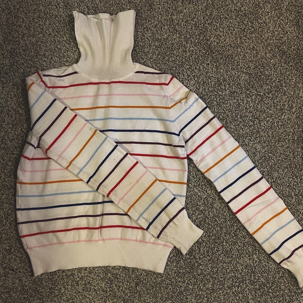 Multicolor Striped Turtle Neck Sweater